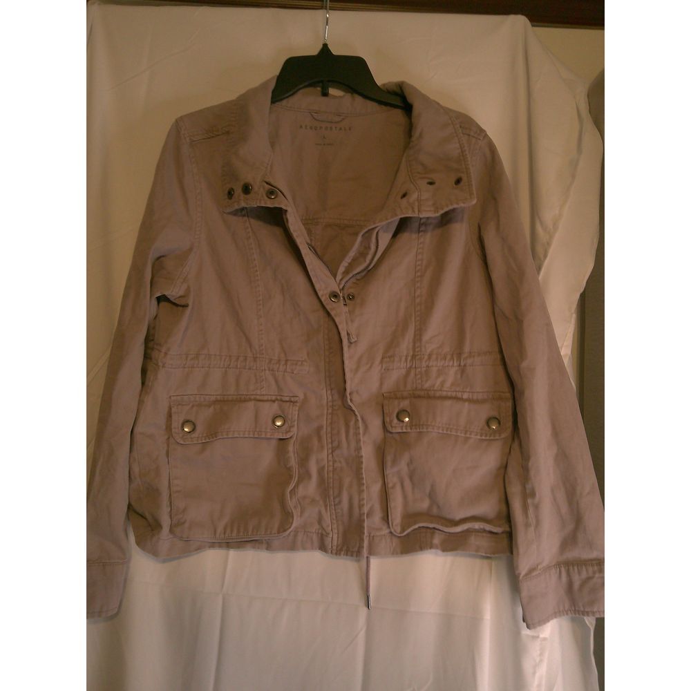 Aeropostale Light Lilac Utility Jacket Casual Outerwear Zip-Up Collared Large